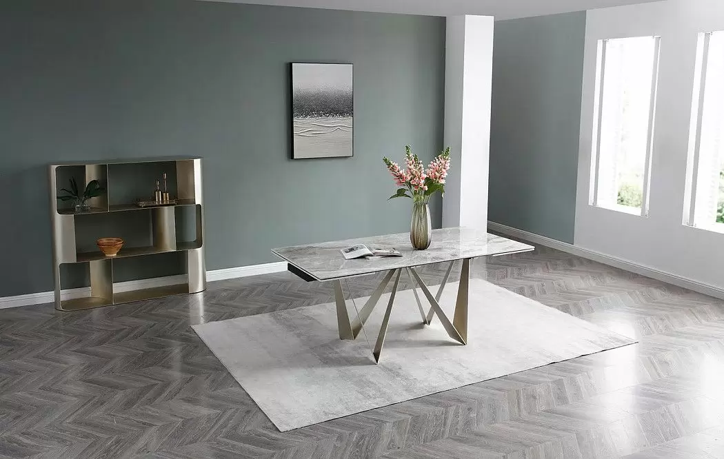 Стол раскладной Wilhelm 160-240, серая керамика/шампань - фото 3