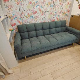 Диван-кровать Madrid, желтый/золотые ножки