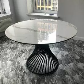 Стол раскладной Tornado 120-180, темная керамика/черный