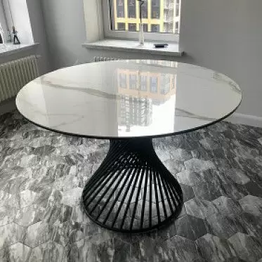 Стол раскладной Tornado 120-180, белая керамика/черный 1635254737853.jpg