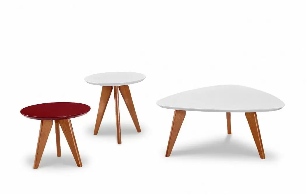 Набор из 3-х столов Donald, белый/красный/белый