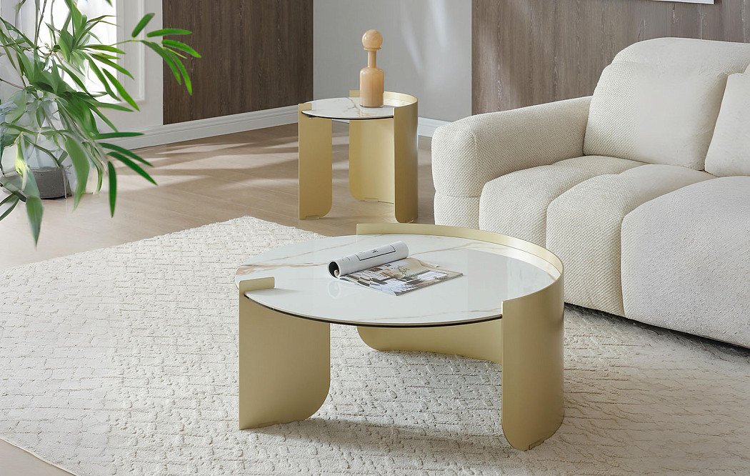Стол журнальный Diva (53), белая керамика/шампань - фото 2