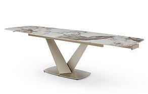 Стол раскладной Victoria 140-200, светлая керамика/шампань