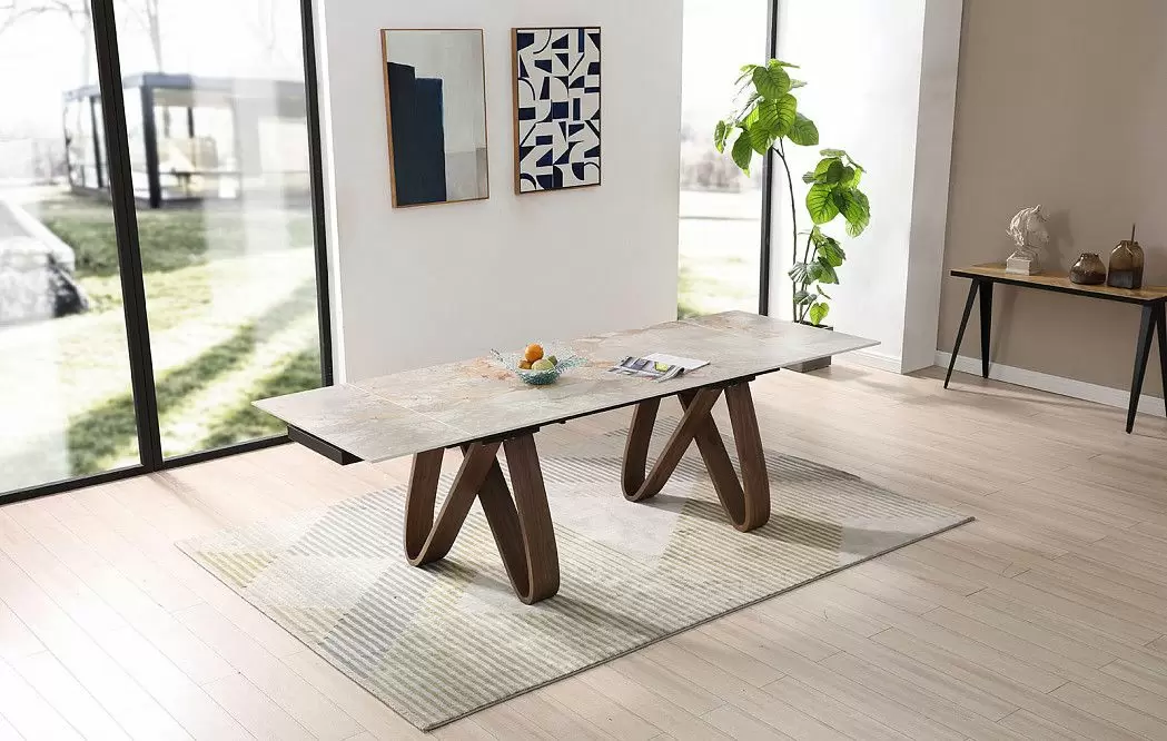 Стол раскладной Lido 180-260, серая керамика/орех - фото 7