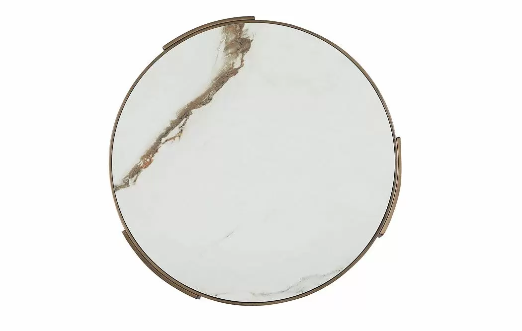 Стол журнальный Corfu (60), белая керамика/бронза - фото 4