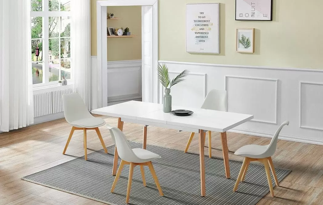 Стол раскладной Pamela 130-170, белый матовый/бук - фото 3