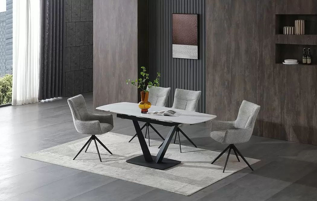 Стол Livorno + 4 серых стула Vincent