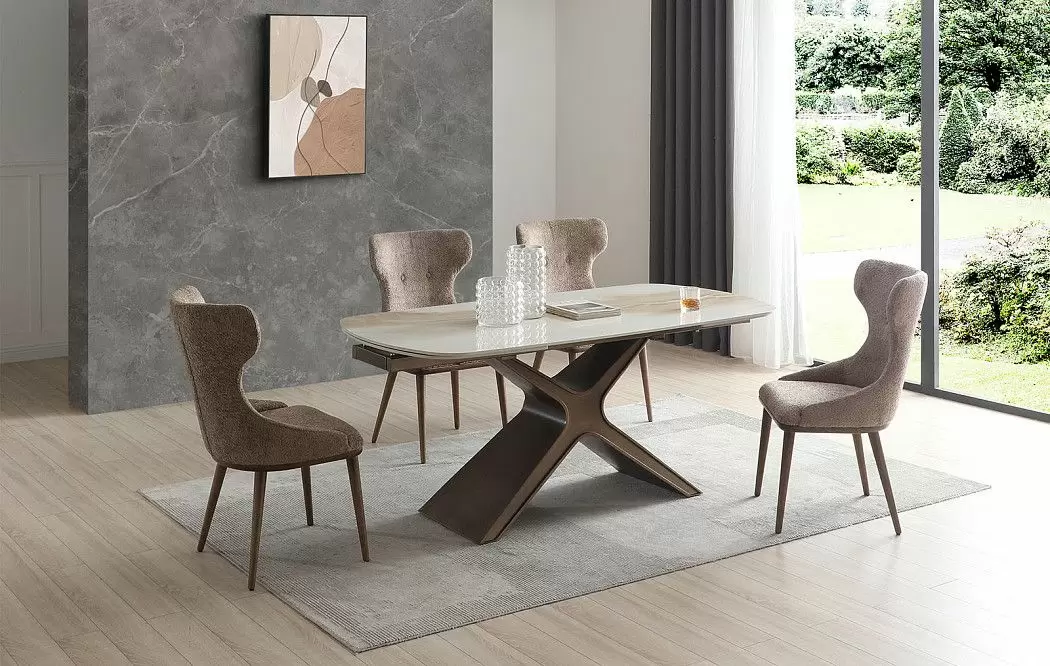 Стол раскладной Charlotta 160-240, бежевая керамика/бронза - фото 5