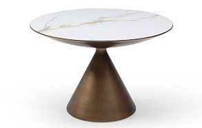 Стол Donna 120, белая керамика/бронза