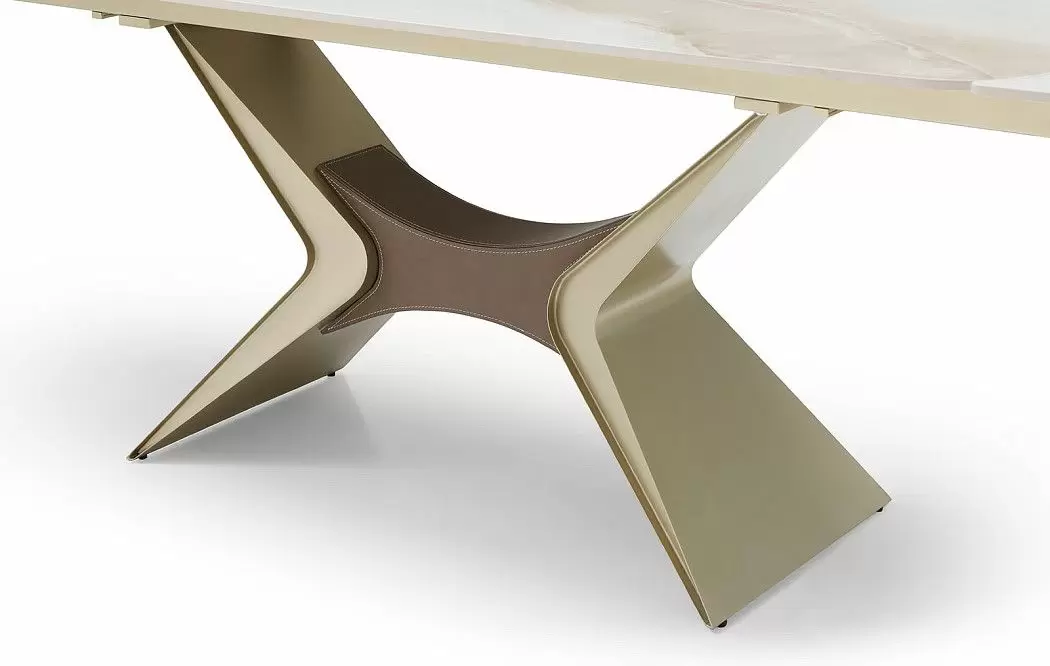 Стол раскладной Richard 160-240, бежевая керамика/шампань - фото 13