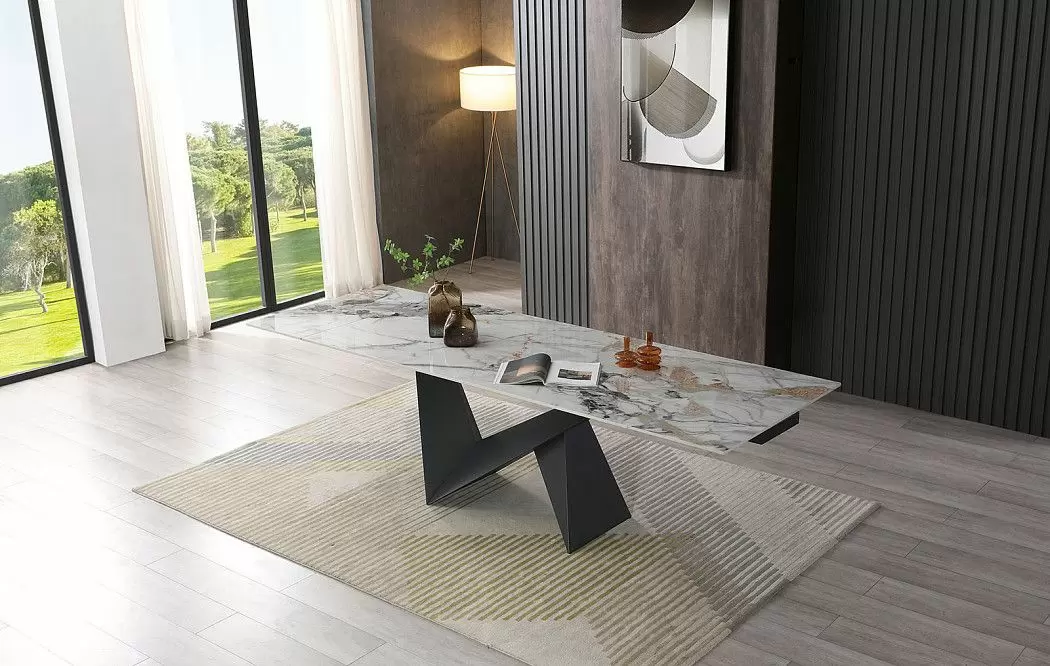 Стол раскладной Portofino Black 200-300, светлая керамика/черный - фото 9