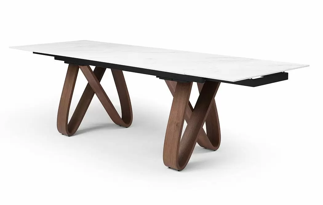 Стол раскладной Lido 160-240, белая керамика/орех - фото 13