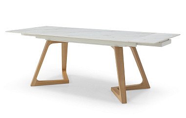 Стол раскладной Sorrento 160-220, белая керамика/ясень