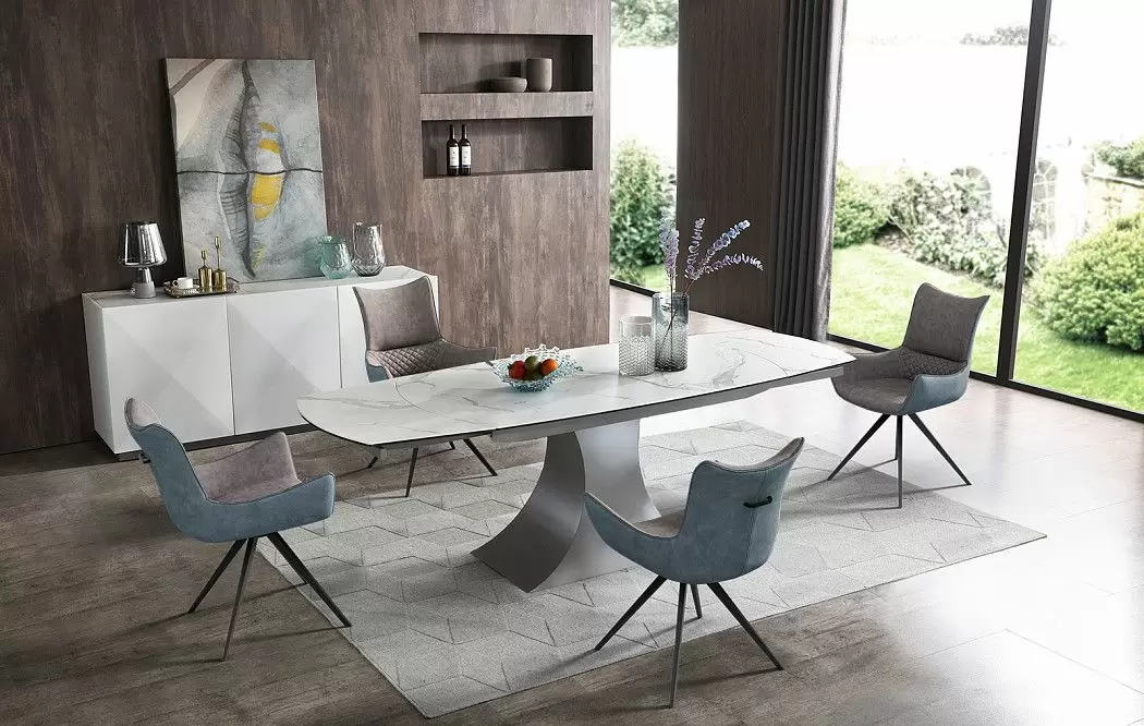 Стол раскладной Palermo 160-240, белая керамика/серый - фото 14