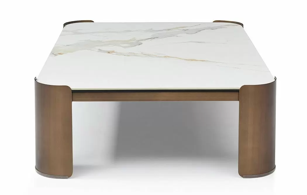 Стол журнальный Cassio (120), белая керамика/бронза - фото 6