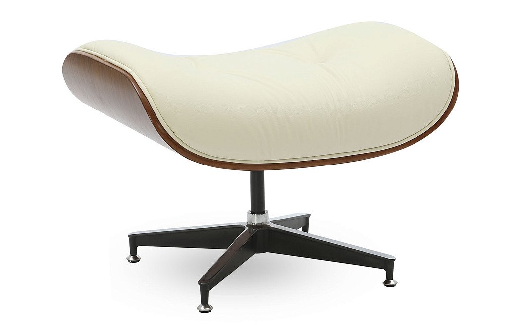 Комплект кресло и оттоманка Eames Lounge, кремовый/орех - фото 13