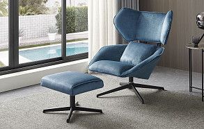 Кресло и оттоманка Boston, синий