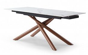 Стол раскладной Ravenna 140-180, белая керамика/орех