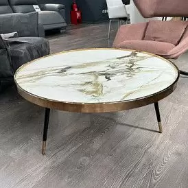 Стол журнальный Carla (90), белая керамика/розовое золото