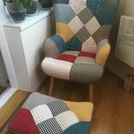 Оттоманка Hygge, пэчворк/натуральный