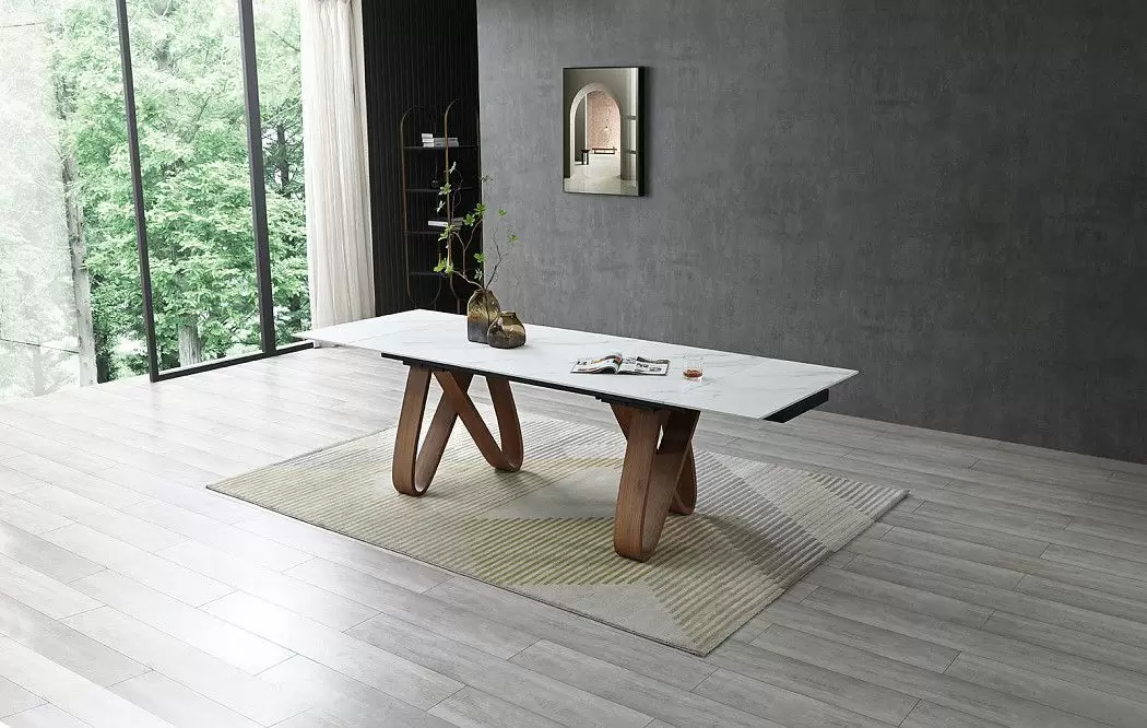 Стол раскладной Lido 160-240, белая керамика/орех - фото 4