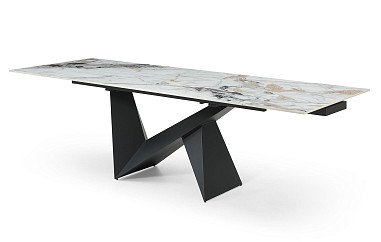 Стол раскладной Portofino Black 180-260, светлая керамика/черный