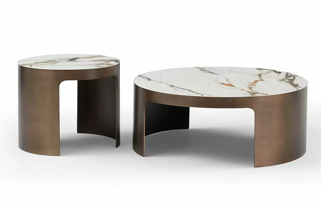 Стол журнальный Como (98), белая керамика/бронза - фото 6