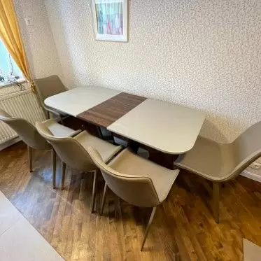 Стол раскладной Ester и стул Timothy, бежевый/стальной