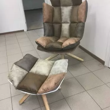Кресло с оттоманкой в стиле Husk, коричневый пэчворк IMG-20210422-WA0007.jpg