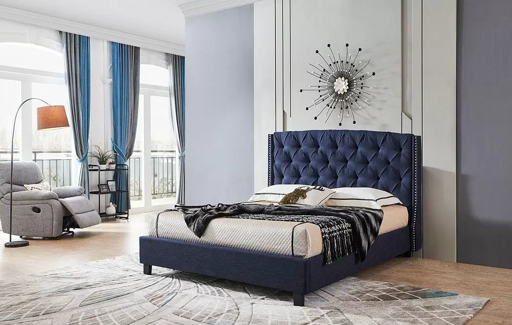 Кровать Evita Grand 160x200 (с подъемным механизмом), темно-синий