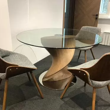 Стол Niagara 120, прозрачное стекло/орех