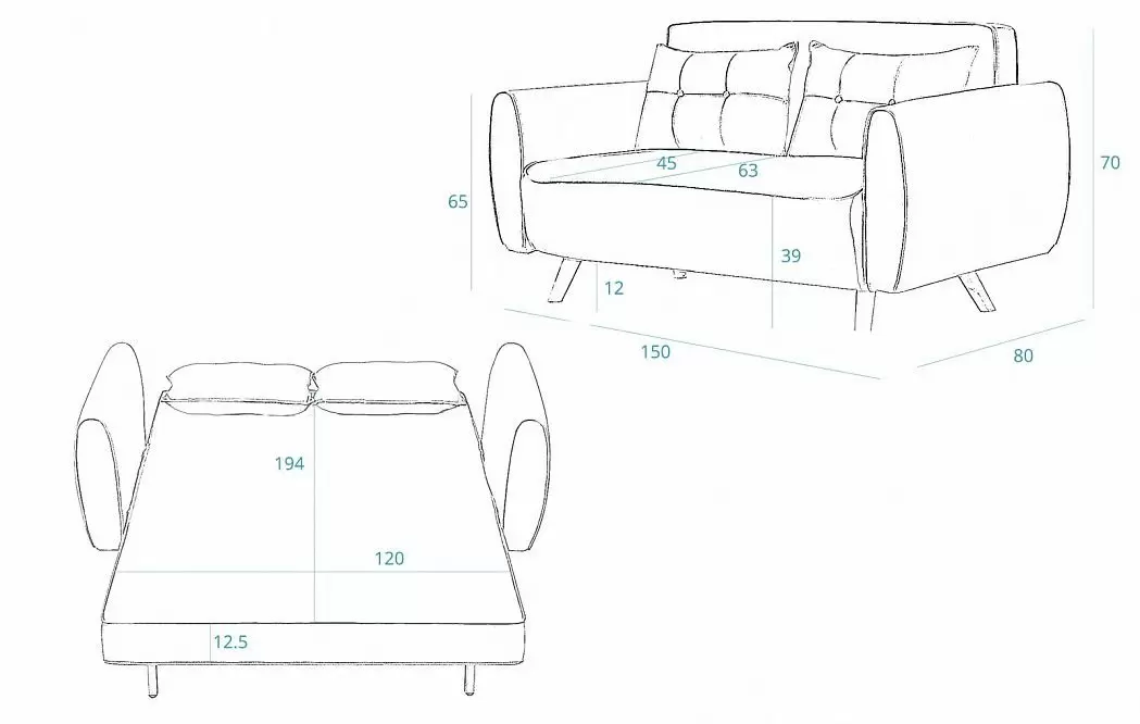 Диван-кровать Charm, зеленая мята - фото 7
