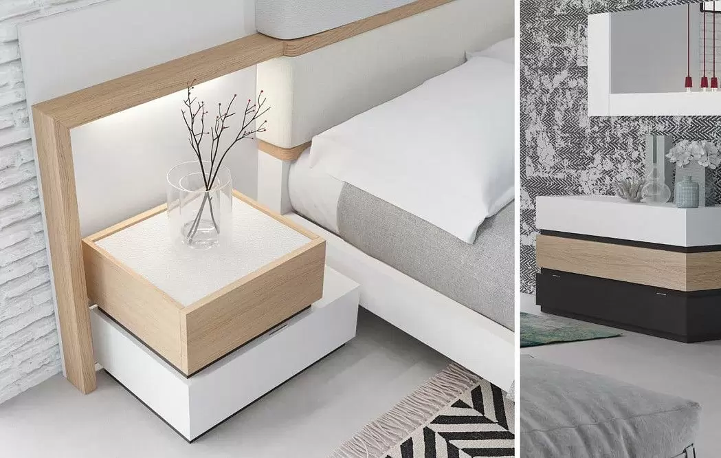 Тумба прикроватная Top (47/63) 2 ящика, белый/дуб натуральный/графит - фото 4