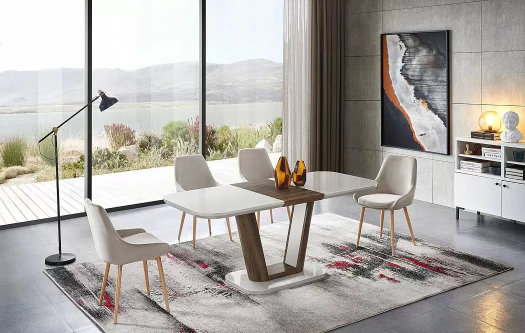 Стол раскладной Ester 160-200, бежевый/коричневый - фото 4