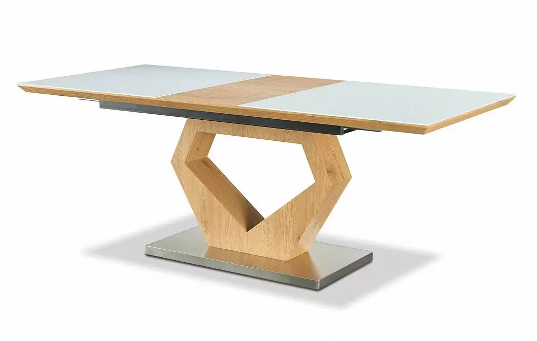 Стол раскладной Diamond 160-200, белый/дуб