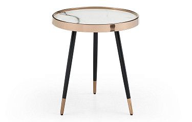 Стол журнальный Carla (46), белая керамика/розовое золото