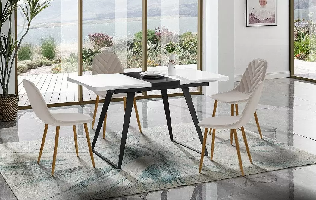 Стол раскладной Frankfurt 110-140, белый/черный - фото 2