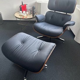 Комплект кресло и оттоманка Eames Lounge, черный/орех