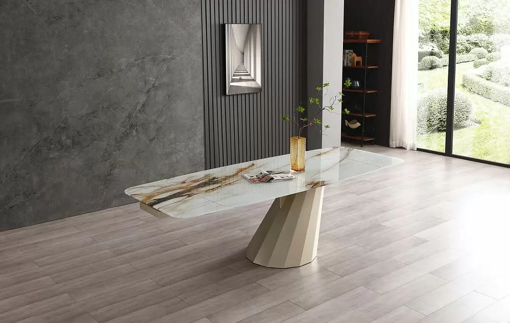 Стол раскладной Allegra 180-260, стекло 3D/шампань - фото 6