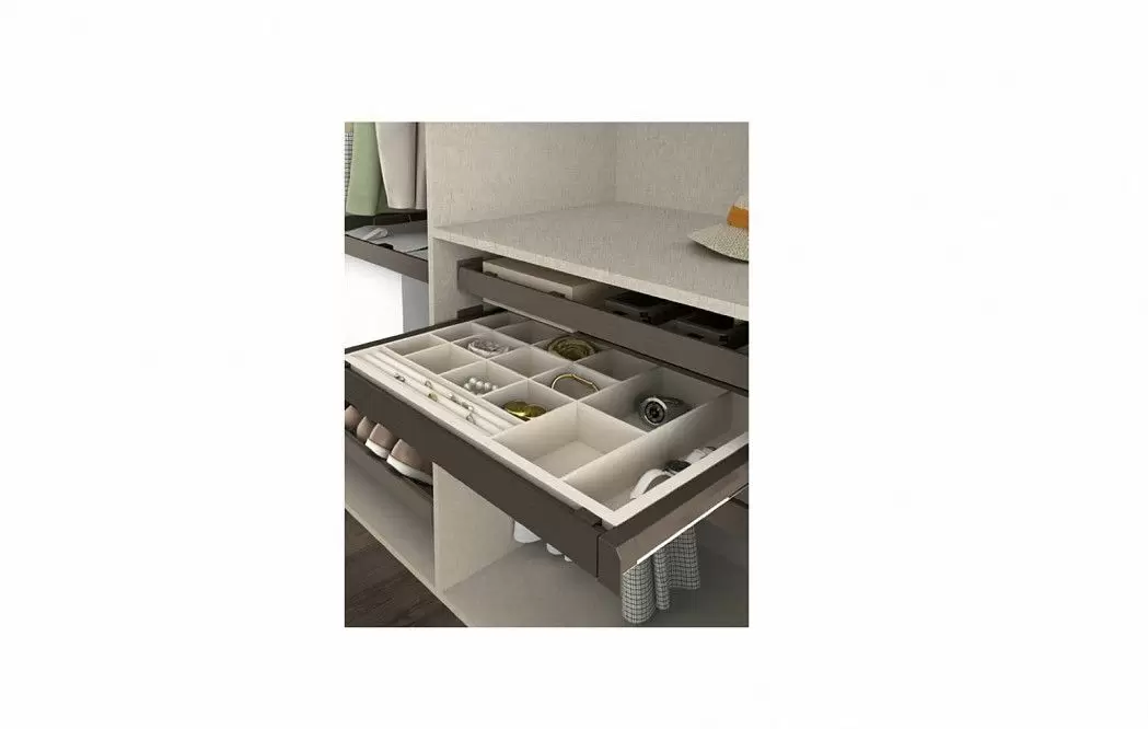 Шкаф ONE с 2 раздвижными дверями 195 H240, каменный/орех (YM505) - фото 4