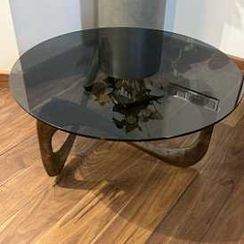 Стол журнальный Sea Glass, серое стекло/орех