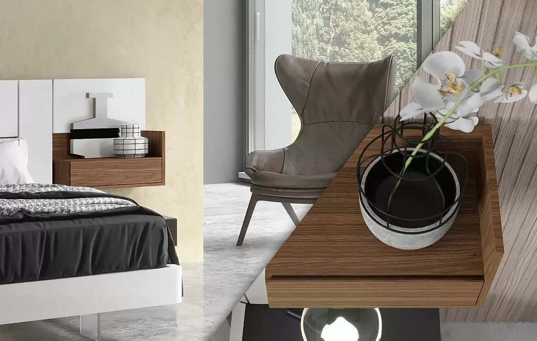 Кровать Infinity Class Meta 193х203 King Size с 1 полочкой (64), белый/графит/орех - фото 9