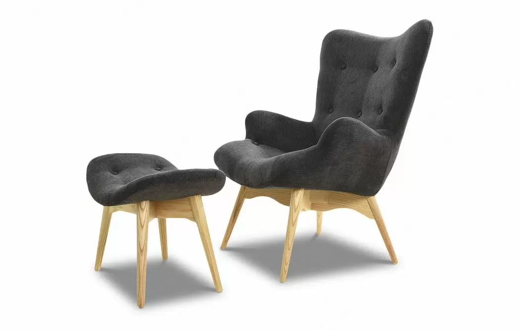 Кресло с оттоманкой Contour, графит/ясень - фото 3