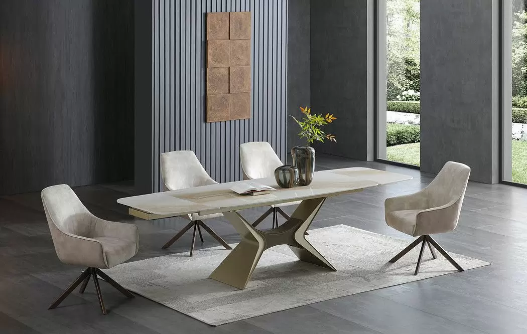 Стол Richard + 4 темно-бежевых стула Emma