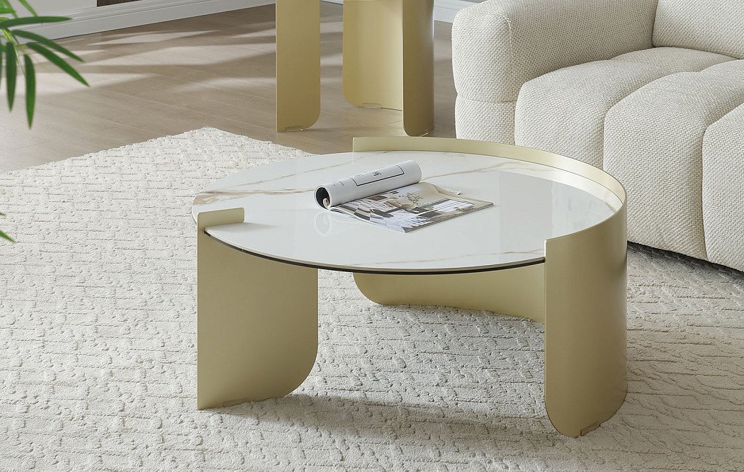 Стол журнальный Diva (92), белая керамика/шампань - фото 3