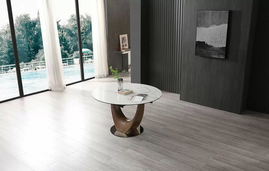 Стол раскладной Daisy 130-170, белая керамика/орех - фото 6