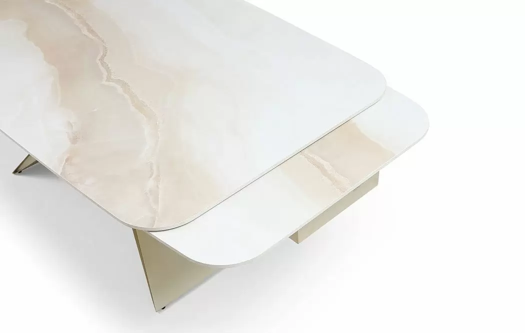 Стол раскладной Richard 180-270, бежевая керамика/шампань - фото 8