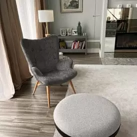 Кресло и пуф Cherry, серый