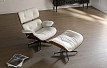 Комплект кресло и оттоманка Eames Lounge, кремовый/орех