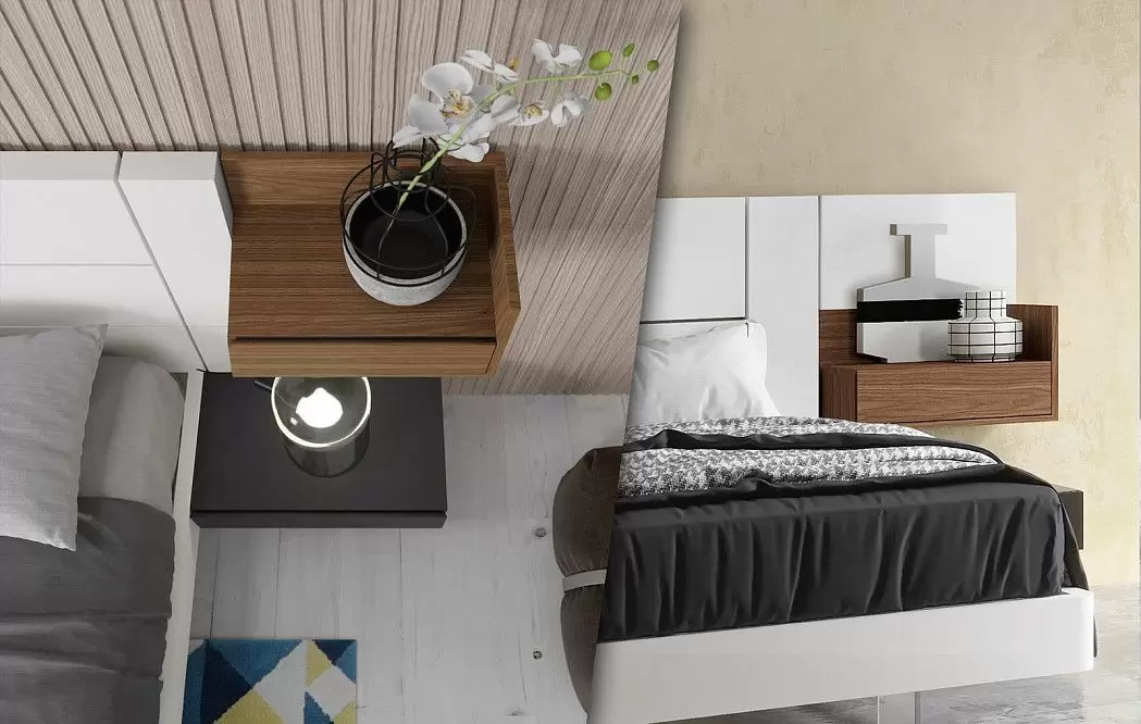 Кровать Infinity Class Meta 193х203 King Size с 1 полочкой (64), белый/графит/орех - фото 4